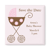 Pink Stroller Baby Shower Save the Date magnet