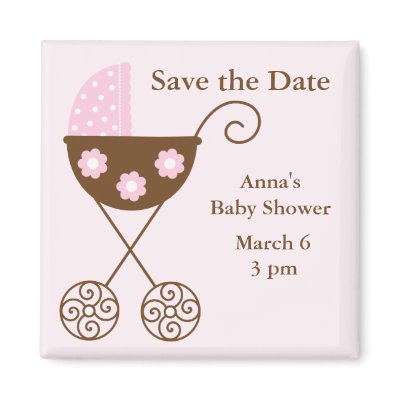 Pink Stroller Baby Shower Save the Date refrigerator magnet