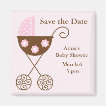 Pink Stroller Baby Shower Save the Date Refrigerator Magnet