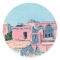 Pink Stucco Round Stickers