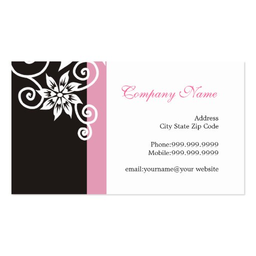 Pink : : Stylish Black and White Business Cards (back side)
