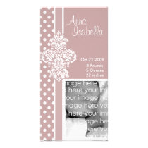 Pink Stylish Damask Photo Card