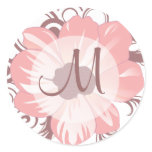 Pink Stylish Monogram Seal Round Stickers