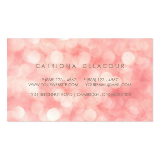 Pink Subtle Glitter Sparkle Bokeh Business Card (back side)