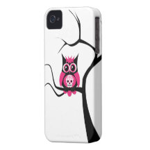 Pink Sugar Skull Owl in Tree Case iPhone 4 Case-Mate Case