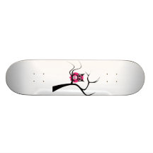 Pink Sugar Skull Owl in Tree Skateboard