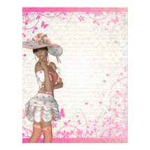 Pink summer girl customized letterhead