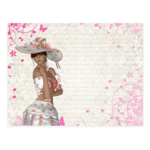 Pink summer girl post card