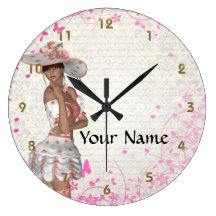 Pink summer girl wall clocks