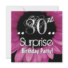 Pink Sunflower 80th Surprise Birthday Template Custom Announcement