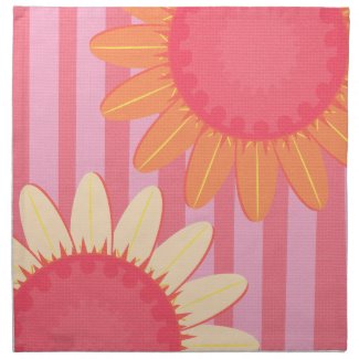 Pink Sunflower Stripe Napkin mojo_napkin