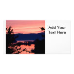 Pink Sunset Over the Ocean Custom Photo Card