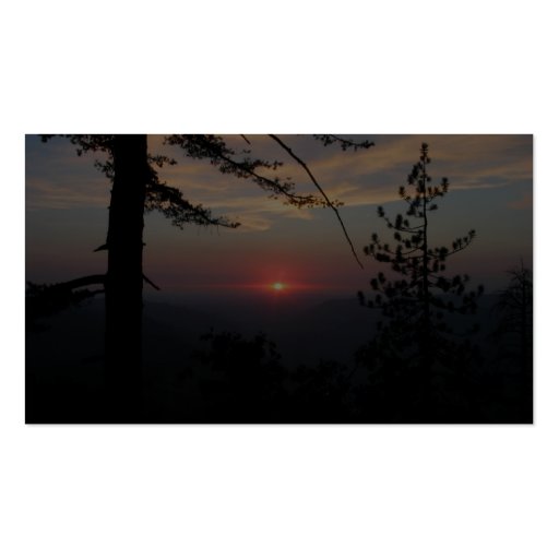 Pink Sunset With Pine Tree And Clouds At Yosemite, Business Card (back side)