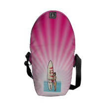 Pink Surfer Girl Courier Bag
