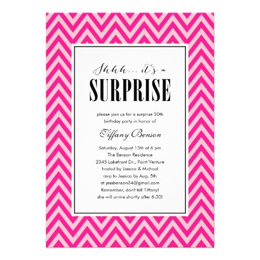 Pink Surprise Party Invitations for Women