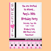 Pink Sweet 16 Birthday Invitations Announcements invitations