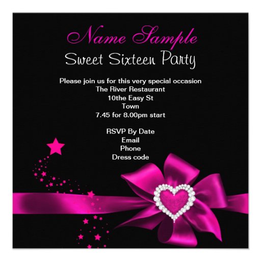 Pink Sweet 16 Birthday Party Heart Photo Silver Custom Invite