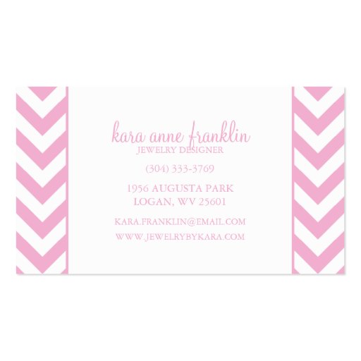 Pink Sweet Chevron Personalized Contact / Business Cards (back side)
