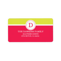 Pink Sweet Monogram Custom Monogrammed Family Personalized Address Label