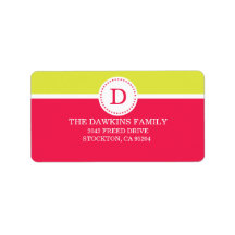 Pink Sweet Monogram Custom Monogrammed Family Personalized Address Label