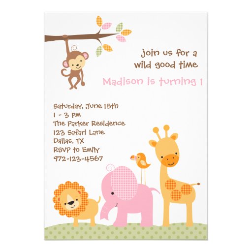 Pink Sweet Safari Invitations