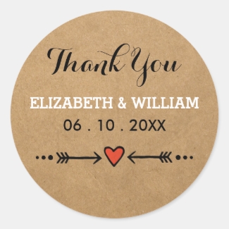 Pink Sweethearts & Arrows Rustic Wedding Thank You