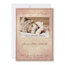 Pink swirl baby girl birth announcement invitations