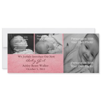 Pink Swirl Baby Girl Photo Announcement zazzle_invitation