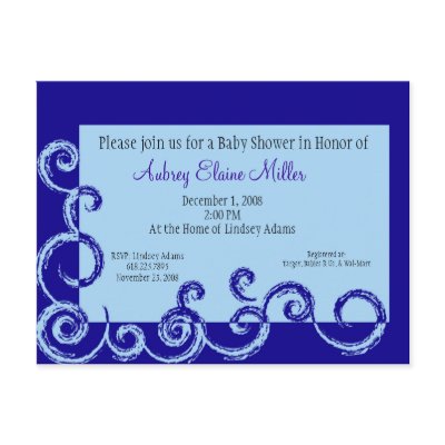 Pink Swirl Baby Shower Invitation - Customized Postcards by thebabystore