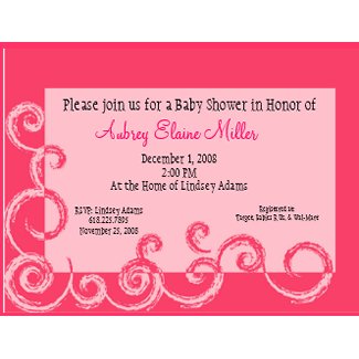 Pink Swirl Baby Shower Invitation postcard