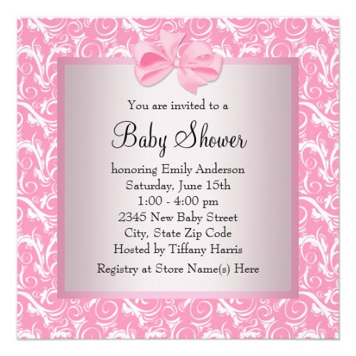 Pink Swirl Black Shoes Pink Black Baby Girl Shower Announcements