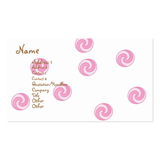 Pink Swirl Cake Business Card Templates (front side)