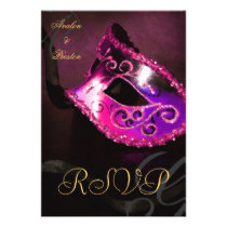 Pink Swirl Masquerade Mask RSVP Invitation