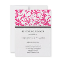 Pink Swirl Rehearsal Dinner Card Announcements