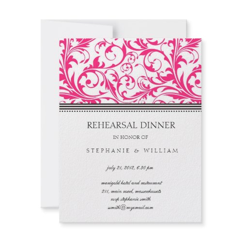 Pink Swirl Rehearsal Dinner Card invitation