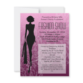Pink Swirl Silhouette Fashion Show Invitations invitation