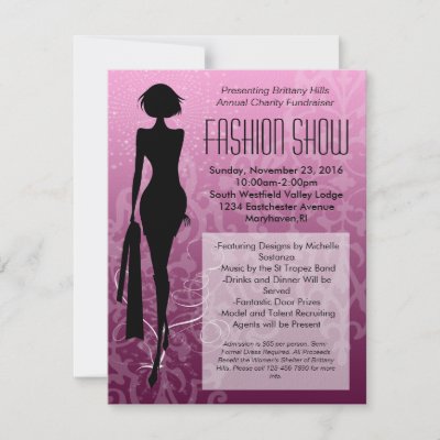 High Fashion Fonts on Custom Personalized Elegant  Pink Swirl Silhouette Fashion Show