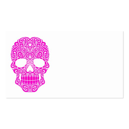 Pink Swirling Sugar Skull Business Cards (front side)