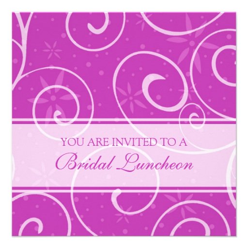 Pink Swirls Bridal Luncheon Invitation Cards