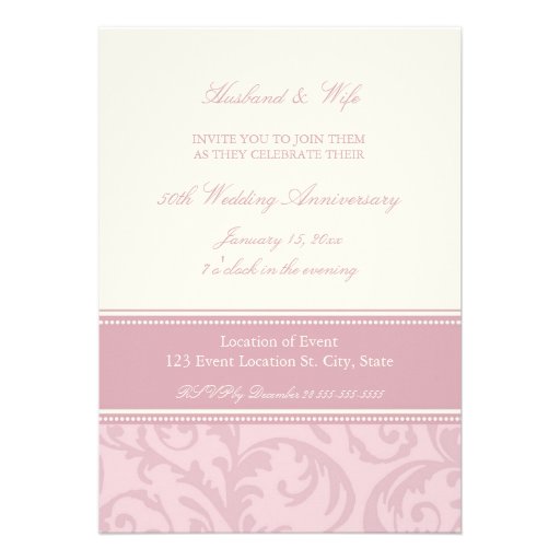 Pink Swirls Photo 50th Anniversary Invitation