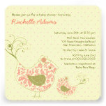 Pink Swirly Mom & Baby Bird Baby Shower Invitation
