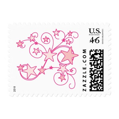 Pink Swirly Works Postage Stamp by trennea