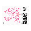 Pink Swirly Works postage