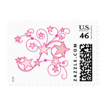 Pink Swirly Works postage