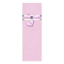 Pink Swril Heart Pink Cross Bomboniere Tags Business Card