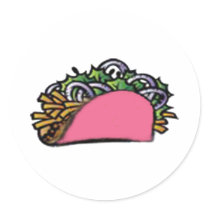 Pink Taco Round Stickers