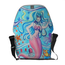 Pink Tailfin Mermaid Courier Bags