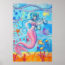 Pink Tailfin Mermaid poster