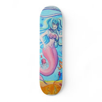 Pink Tailfin Mermaid Skateboard Deck