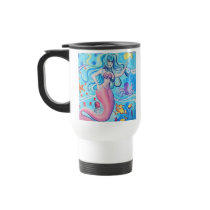 Pink Tailfin Mermaid Travel Mug